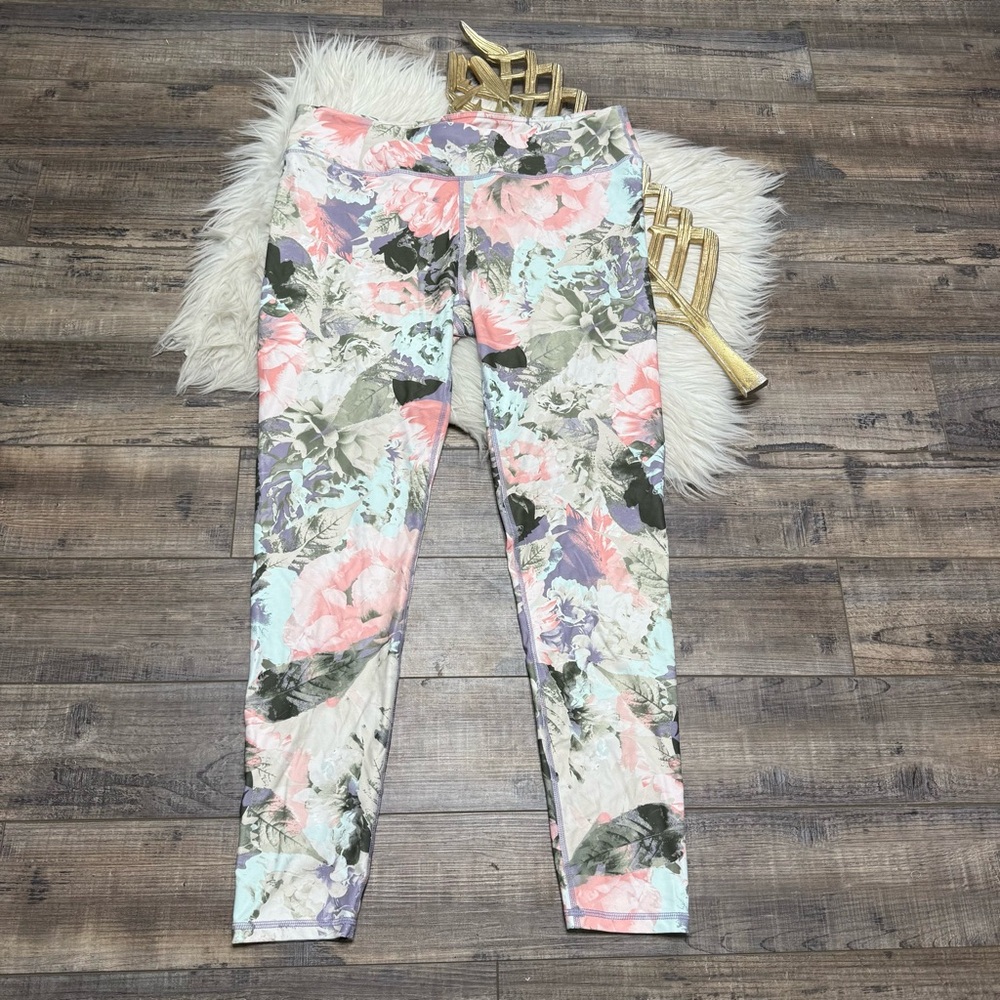Fabletics Floral Ankle PowerHold‎ Mid Rise Leggings